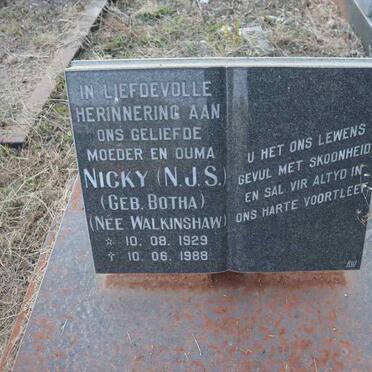 WALKINSHAW N.J.S. nee BOTHA 1929-1988