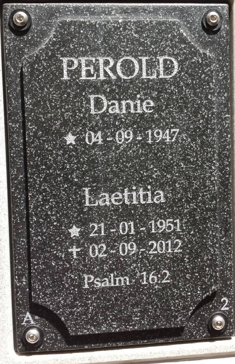PEROLD Danie 1947- &amp; Laetitia 1951-2012