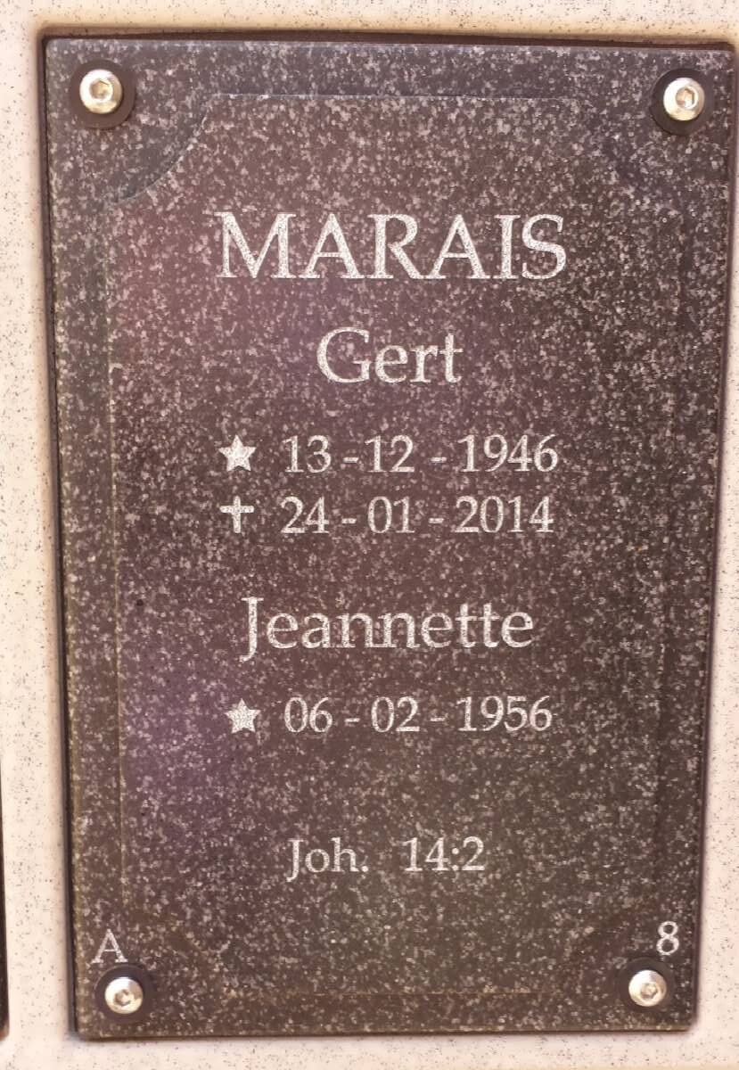 MARAIS Gert 1946-2014 &amp; Jeanette 1956-