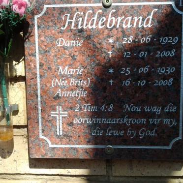 HILDEBRAND Danie 1929-2008 &amp; Marie BRITS 1930-2008