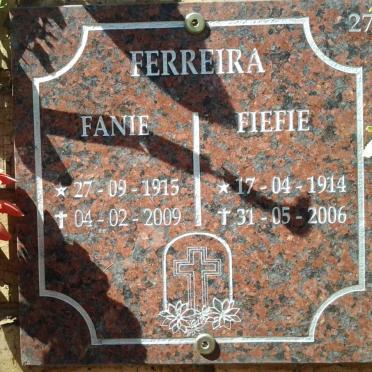 FERREIRA Fanie 1915-2009 &amp; Fiefie 1914-2006