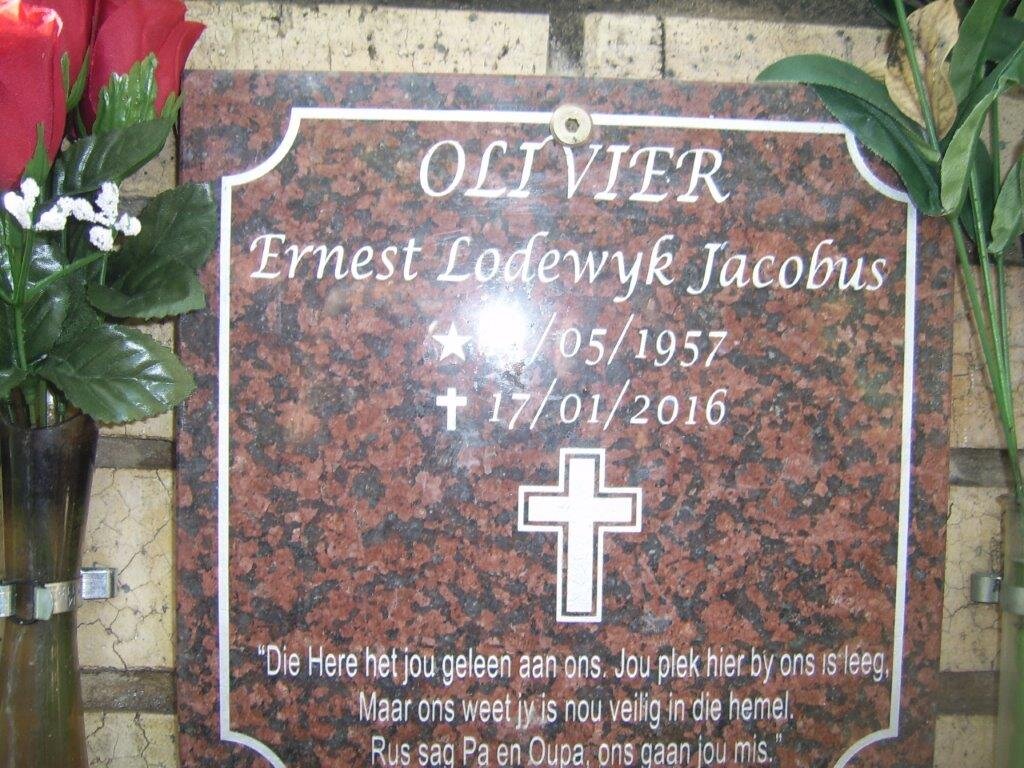 OLIVIER Ernest Lodewyk Jacobus 1957-2016