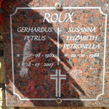 ROUX Gerhardus Petrus 1962-2007 &amp; Susanna Elizabeth Petronella 1968-
