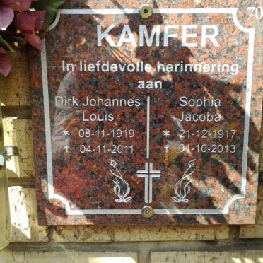 KAMFER Dirk Johannes Louis 1919-2011 &amp; Sophia Jacoba 1917-2013