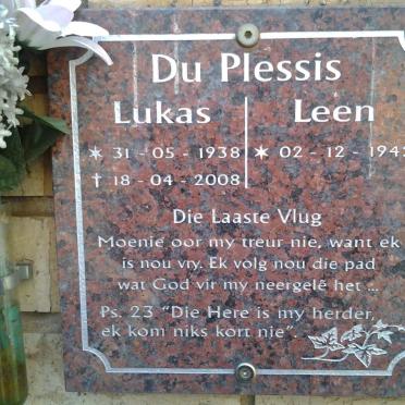 PLESSIS Lukas, du 1938-2008 &amp; Leen 1942-