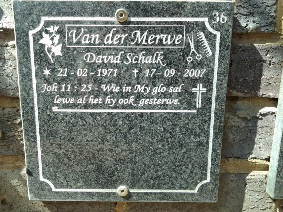 MERWE David Schalk, van der 1971-2007