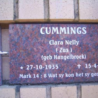 CUMMINGS Clara Nelly nee HANGELBROEK 1935-2012