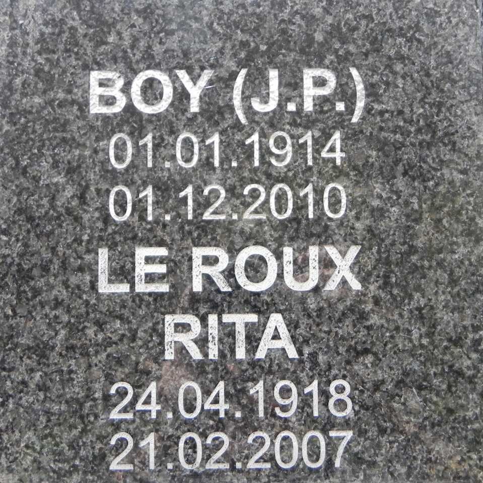 ROUX J.P., le 1914-2010 &amp; Rita 1918-2007