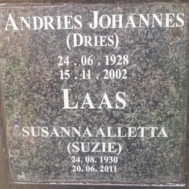 LAAS Andries Johannes 1928-2002 &amp; Susanna Alletta 1930-2011