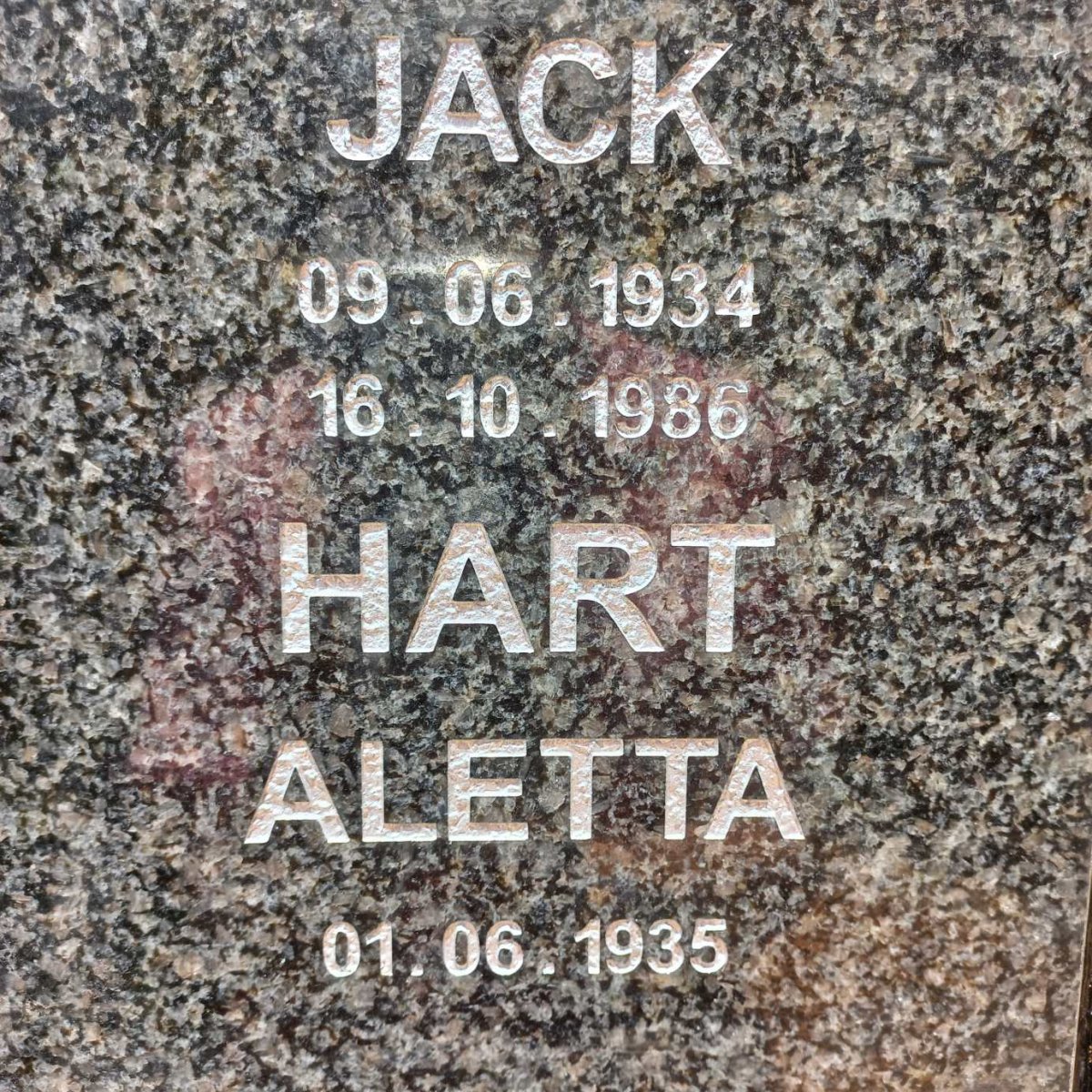 HART Jack 1934-1986 &amp; Aletta 1935-