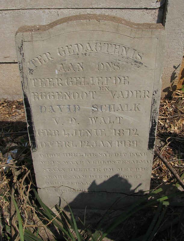 WALT David Schalk, v.d. 1872-1934