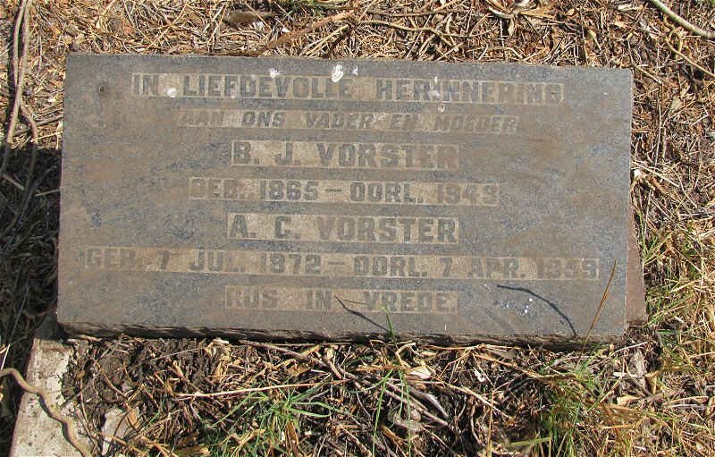 VORSTER  B.J. 1865-1949 &amp; A.C. 1872-1959