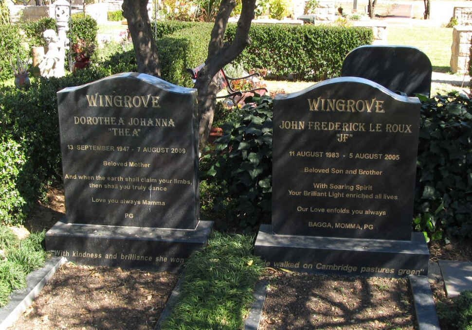 WINGROVE Dorothea Johanna 1947-2009 :: WINGROVE John Frederick le Roux 1983-2005
