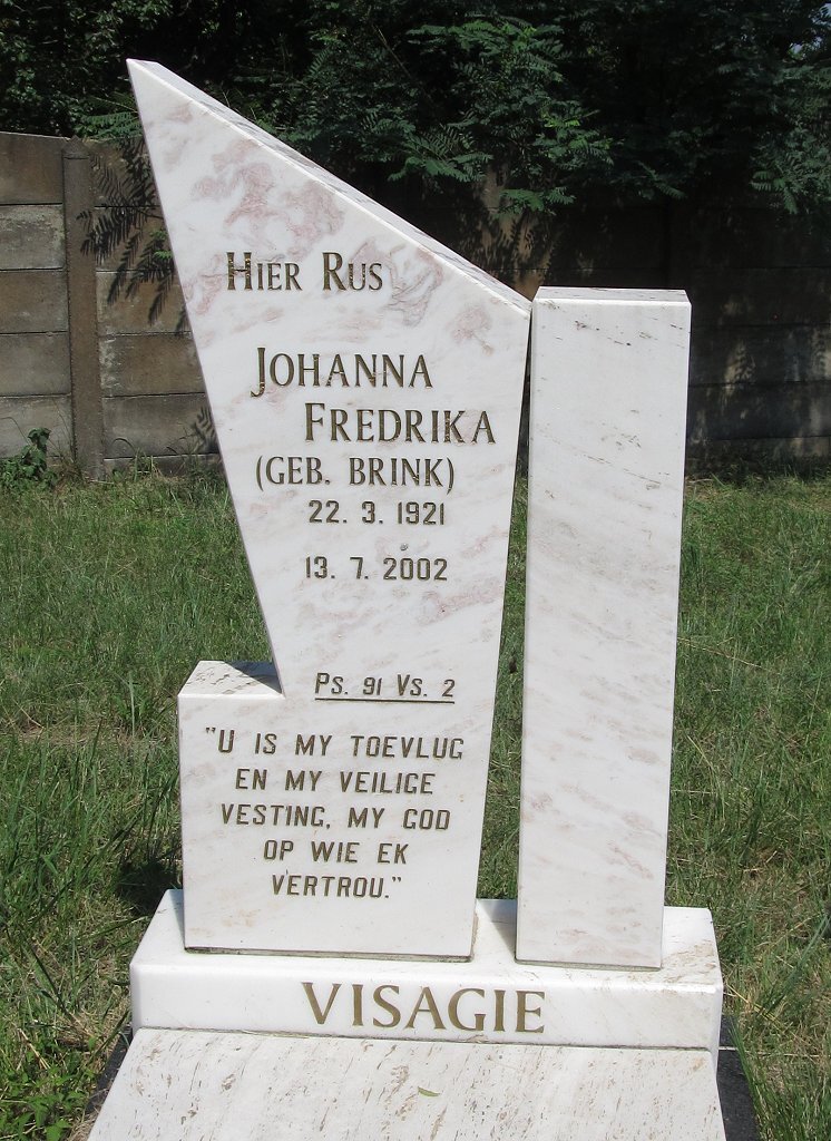 VISAGIE Johanna Fredrika nee BRINK 1921-2002