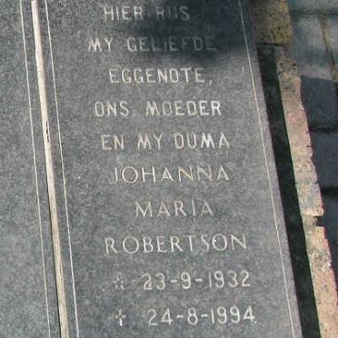 ROBERTSON Johanna Maria 1932-1994