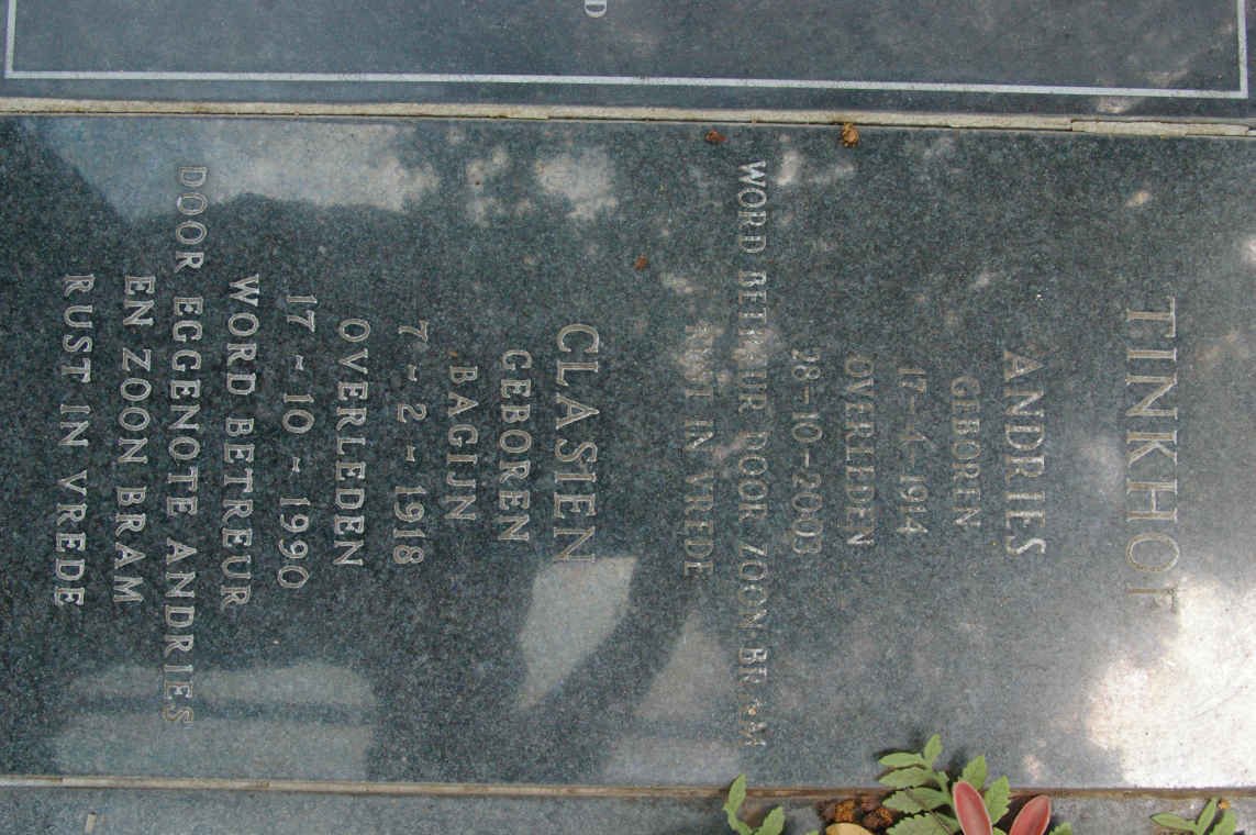 TINKHOF Andries 1914-2003 &amp; Clasien BAGIJN 1918-1990