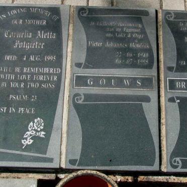 POTGIETER Cornelia Aletta -1995 :: GOUWS Pieter Johannes Hendrik 1940-1995 :: BREYTENBACH Daniel Niehaus 1914-1995