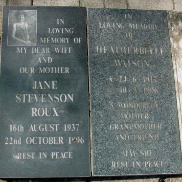 ROUX Jane Stevenson 1937-1996 :: WATSON Heatherbelle 1917-1996