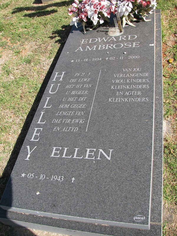 HULLEY Edward Ambrose 1934-2000 &amp; Ellen 1943-