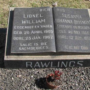 RAWLINGS Lionel William 1903-1967 &amp; Susanna Johanna BOSMAN 1905-1982