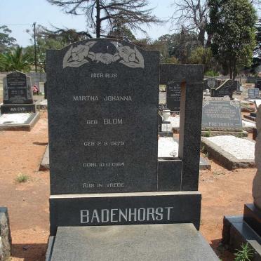 BADENHORST Martha Johanna nee BLOM 1873-1964