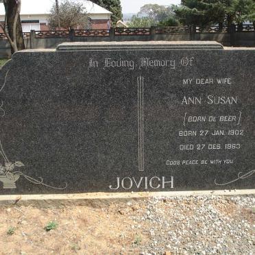 JOVICH Ann Susan nee DE BEER 1902-1963