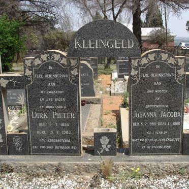 KLEINGELD Dirk Pieter 1895-1963 &amp; Johanna Jacoba 1895-1980