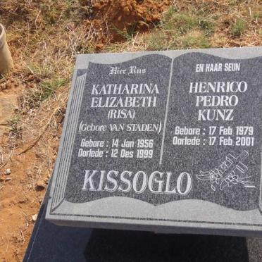 KISSOGLO Henrico Pedro Kunz 1979-2001 &amp; Katharina Elizabeth VAN STADEN 1956-1999