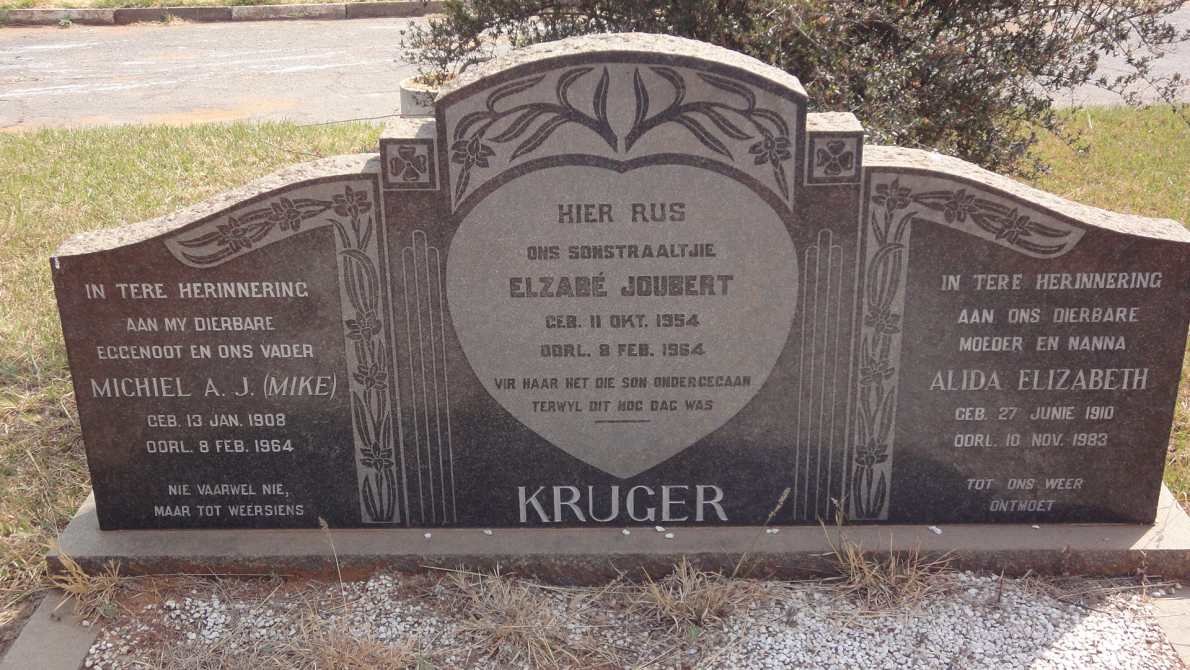 KRUGER Michiel A.J. 1908-1964 &amp; Alida Elizabeth 1910-1983 :: KRUGER Elzabe Joubert 1954-1964
