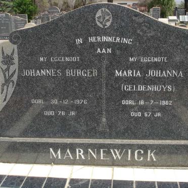 MARNEWICK Johannes Burger -1976 &amp; Maria Johanna GELDENHUYS -1962