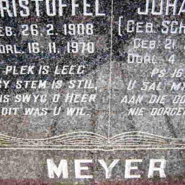 MEYER Christoffel 1908-1970 &amp; Johanna SCHOEMAN 1910-1987