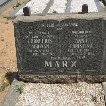 MARX Cornelius Adriaan 1893-1971 &amp; Anna Christina 1899-1984