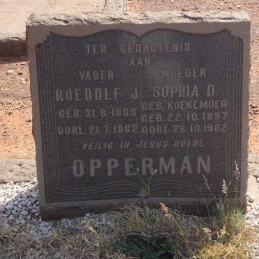 OPPERMAN Roedolf J. 1893-1962 &amp; Sophia D. KOEKEMOER 1897-1982