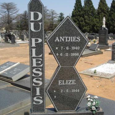 PLESSIS Antjies, du 1940-1998 :: DU PLESSIS  Elize 1944-