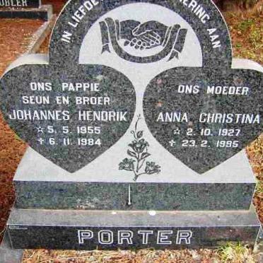 PORTER Anna Christina 1927-1995 :: PORTER Johannes Hendrik 1955-1984