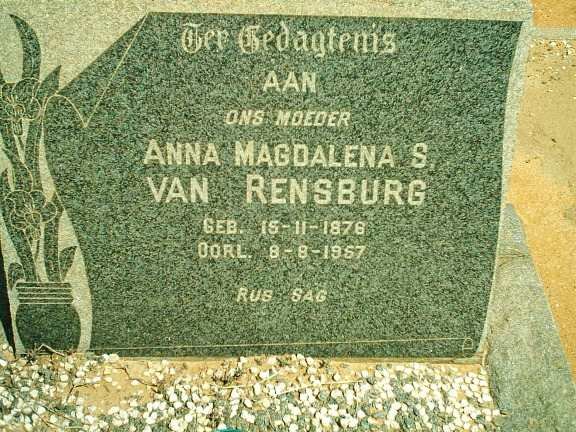 RENSBURG Anna Magdalena S.. van 1876-1957