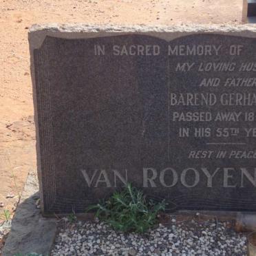 ROOYEN Barend Gerhardus, van -1962