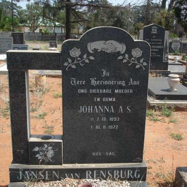 RENSBURG Johanna A.S., Jansen van 1893-1972