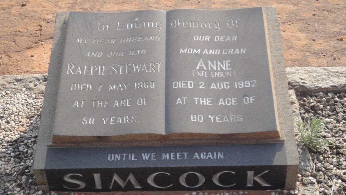 SIMCOCK Ralph Stewart -1960 &amp; Anne ENSLIN -1992