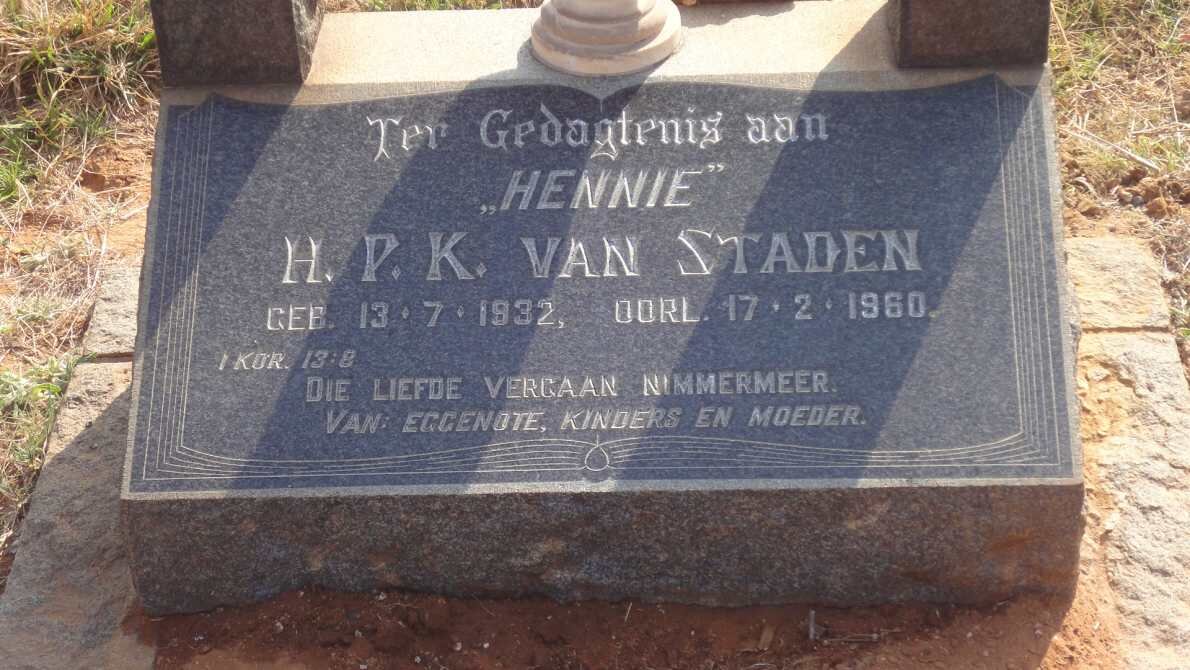 STADEN H.P.K., van 1932-1960