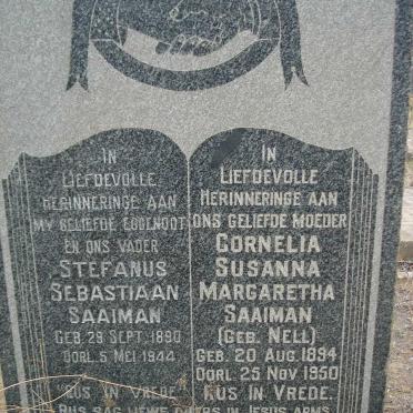 SAAIMAN Stefanus Sebastiaan 1890-1944 &amp; Cornelia Susanna Margaretha NELL 1894-1950