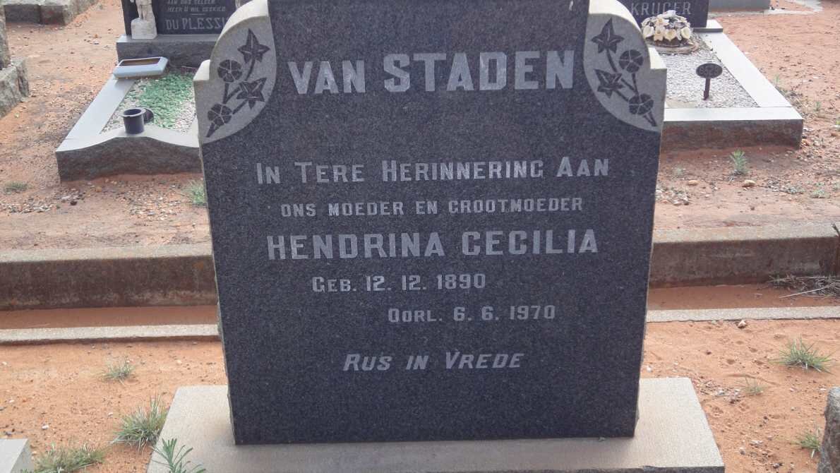 STADEN Hendrina Cecilia, van 1890-1970