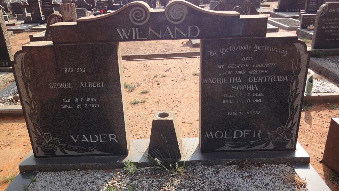 WIENAND George Albert 1898-1977 &amp; Magrietha Gertruida Sophia 1896-1961