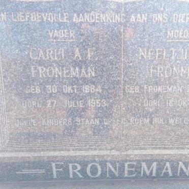 FRONEMAN Carel A.F. 1884-1953 &amp; Neeltjie G.S. FRONEMAN 1884-1958