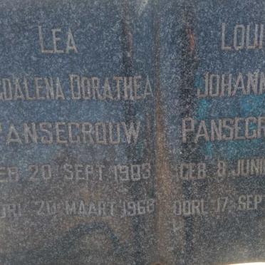 PANSEGROUW Louis Johannes 1901-1969 &amp; Lea Magdalena Dorathea 1903-1968