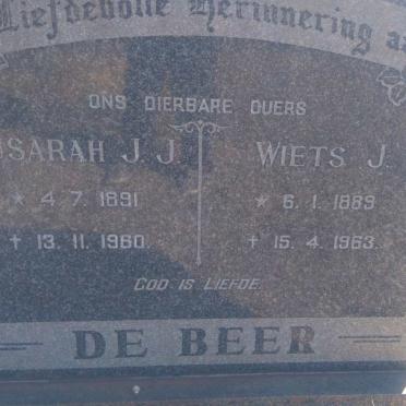 BEER Wiets J., de 1889-1963 &amp; Susarah J.J. 1891-1960