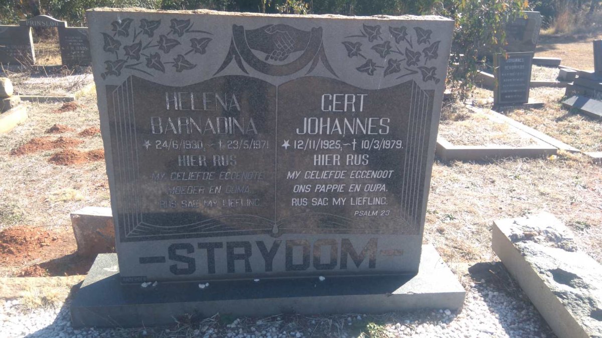 STRYDOM Gert Johannes 1925-1979 &amp; Helena Barnadina 1930-1971