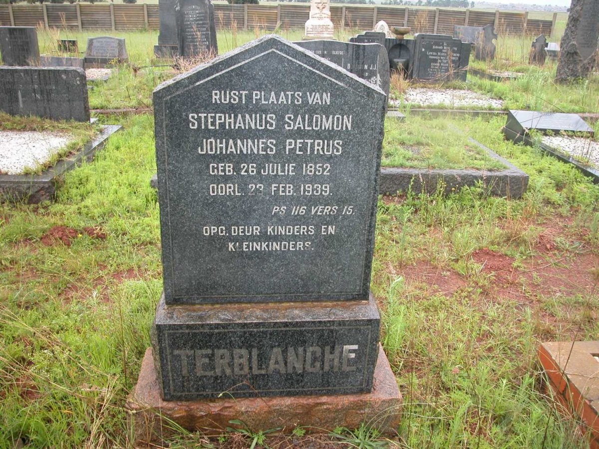 TERBLANCHE Stephanus Salomon Johannes Petrus 1852-1939