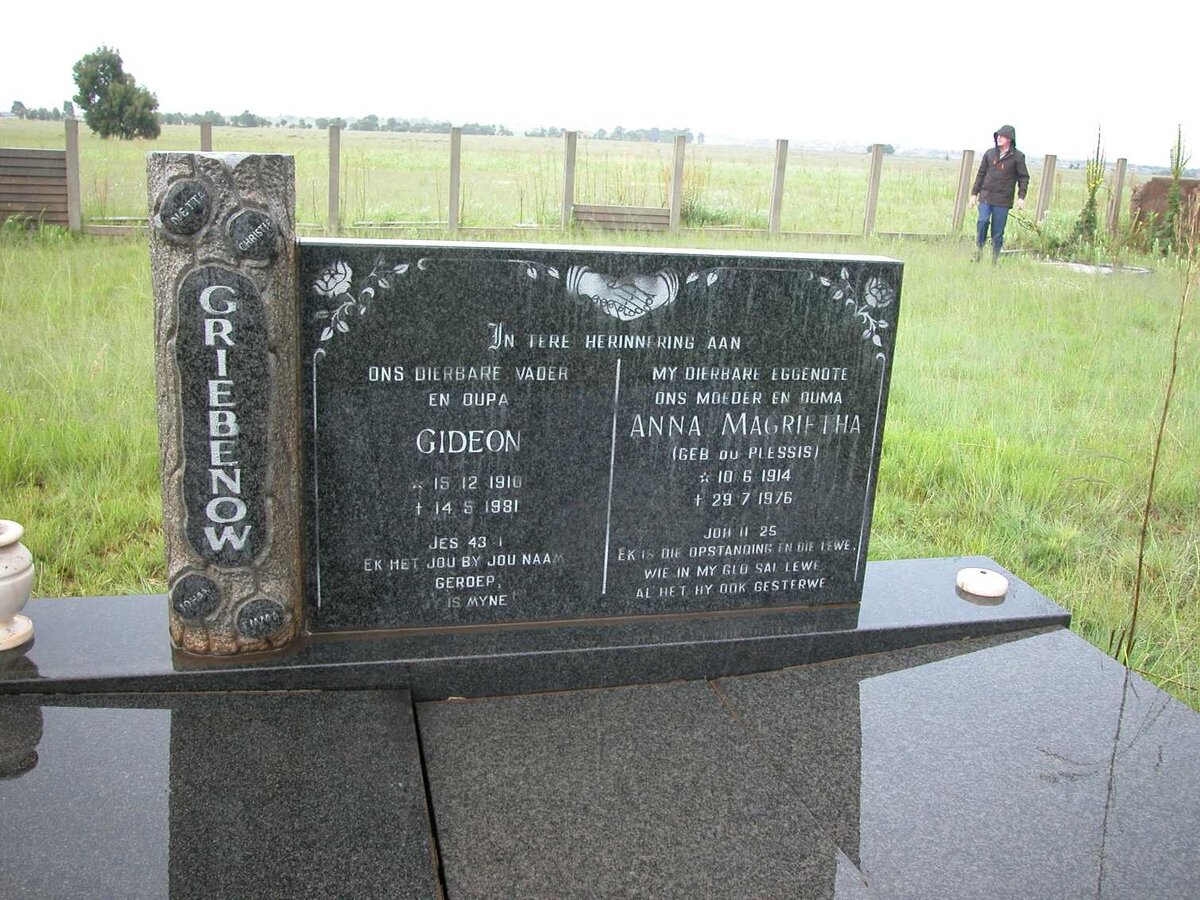 GRIEBENOW Gideon 1910-1981 &amp; Anna Magrietha DU PLESSIS 1914-1976