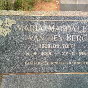 BERG Maria Magdalena, van den nee DU TOIT 1889-1951